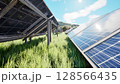 3D Renewable Energy Concept with Solar Panels in Nature 128566435