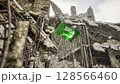 Saudi Flag in War and Disaster Ruins 128566460