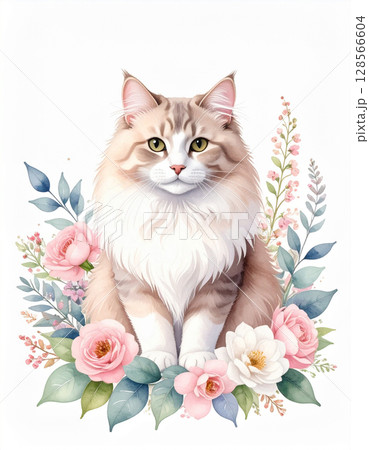 花と猫 128566604