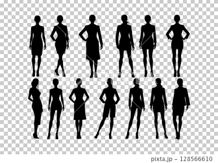 シンプルな人々のシルエットイラストセット 128566610