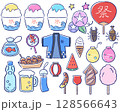 夏祭りのモチーフセット 128566643