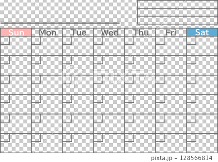 Simple calendar frame design starting on Sunday 128566814