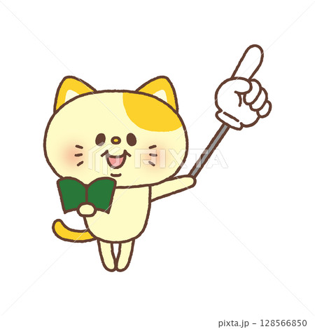 指さし棒を持ったネコ 指さし棒を持ったネコ 128566850