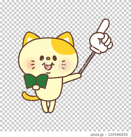 指さし棒を持ったネコ 指さし棒を持ったネコ 128566850