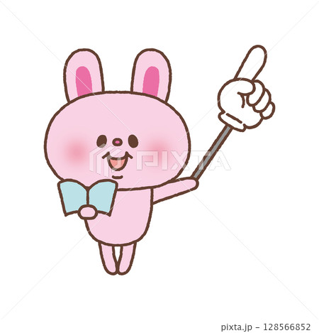 指さし棒を持ったウサギ 128566852