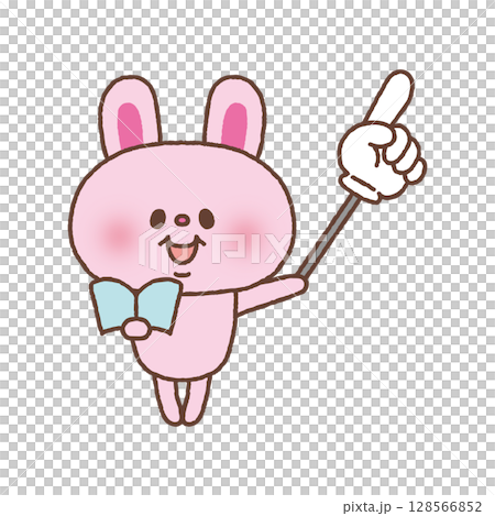 Rabbit with a pointing stick 128566852