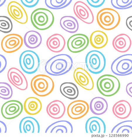 抽象的な円のシームレスパターン(カラフル) 抽象的な円のシームレスパターン(カラフル) 128566990