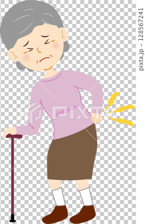 Senior women with low back pain Senior women with low back pain 128567241