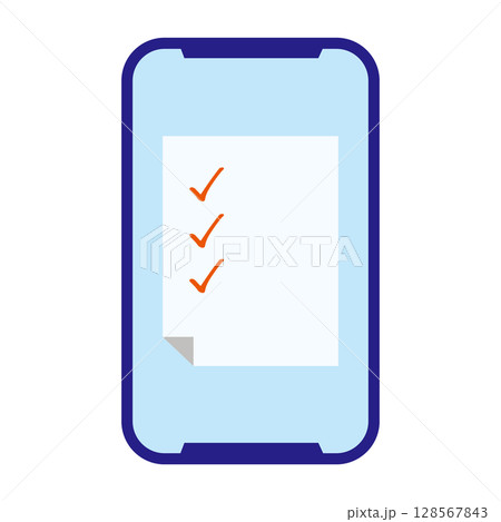 スマートフォンでアンケートに回答するイラスト 128567843