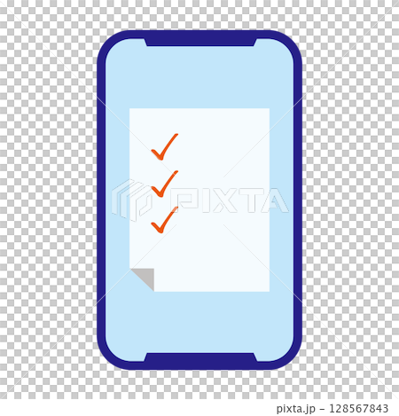 スマートフォンでアンケートに回答するイラスト 128567843