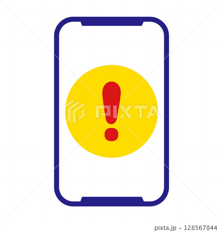 スマホ画面上の注意喚起アイコンイラスト 128567844