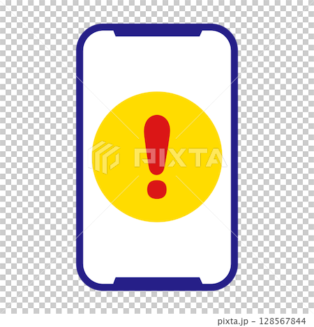 スマホ画面上の注意喚起アイコンイラスト 128567844