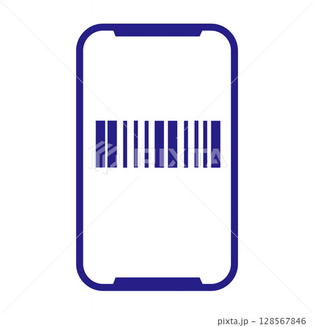 スマートフォン画面に表示されたバーコードのアイコン 128567846