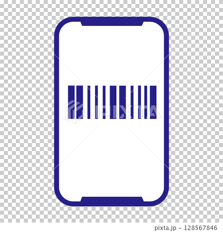 スマートフォン画面に表示されたバーコードのアイコン 128567846