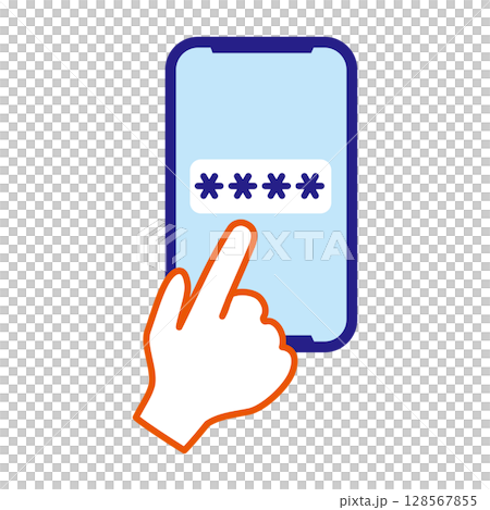 在智慧型手機上輸入密碼的圖示 128567855