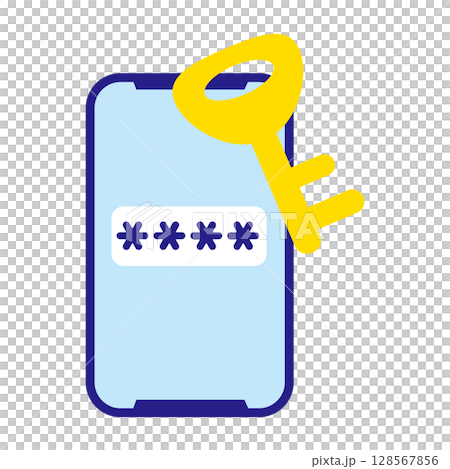 智慧型手機和密鑰密碼認證圖標 128567856