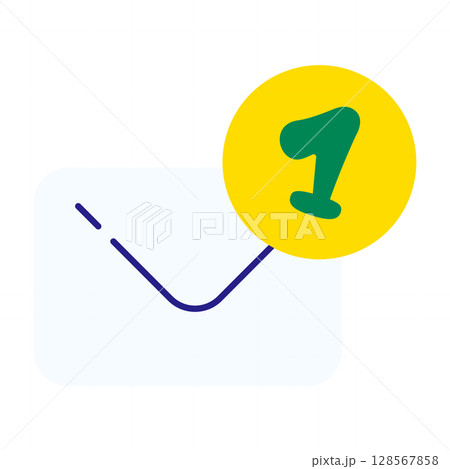 1件の新着通知がついたメールアイコン 128567858