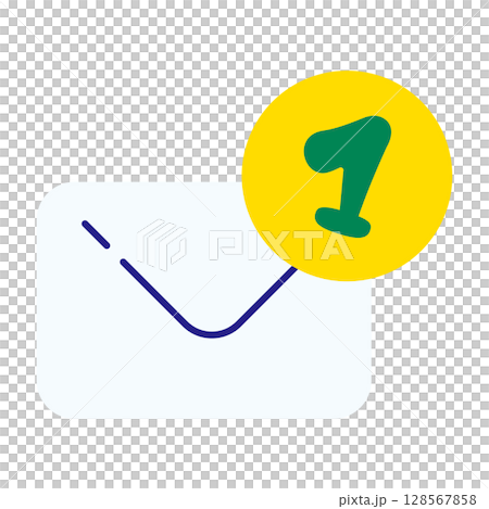 1件の新着通知がついたメールアイコン 128567858