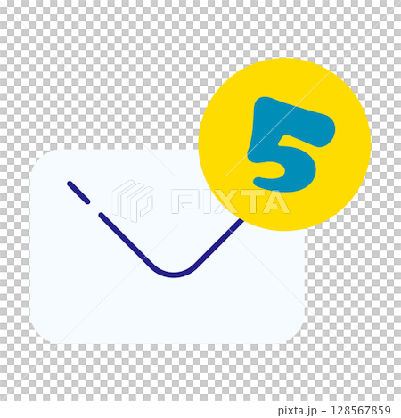 Illustration of 5 unread email notification icon 128567859