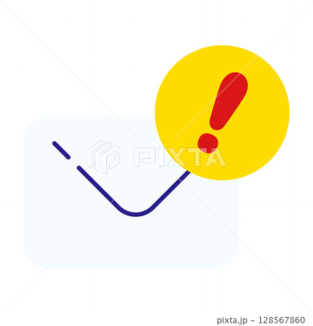 ビックリマーク付きの注意メールアイコン 128567860