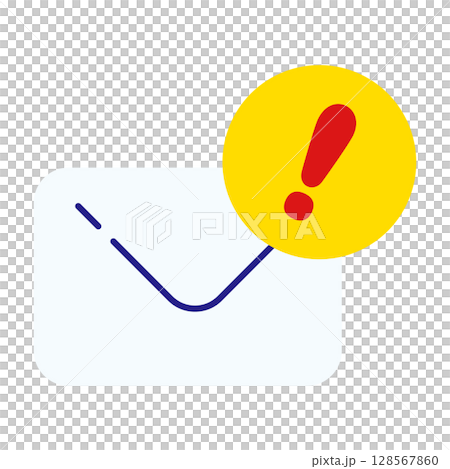 ビックリマーク付きの注意メールアイコン 128567860