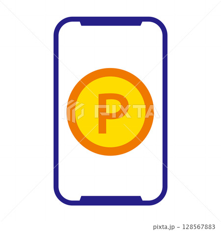 スマホ画面にポイントアイコンが表示されたイラスト 128567883