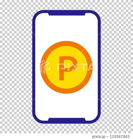 スマホ画面にポイントアイコンが表示されたイラスト 128567883