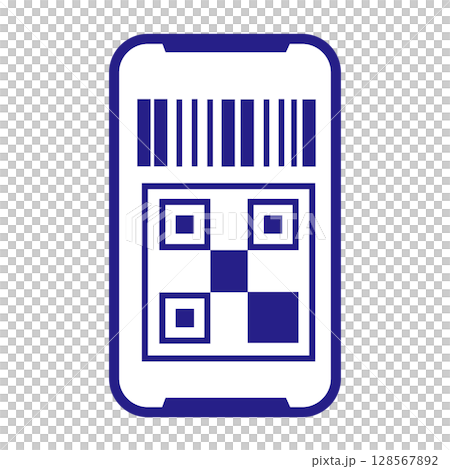 顯示條碼和二維碼的智慧型手機螢幕圖標 顯示條碼和二維碼的智慧型手機螢幕圖標 128567892