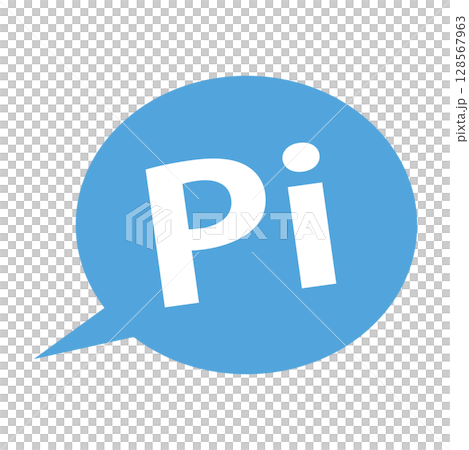 Piの文字が入った吹き出しアイコンのイラスト 128567963