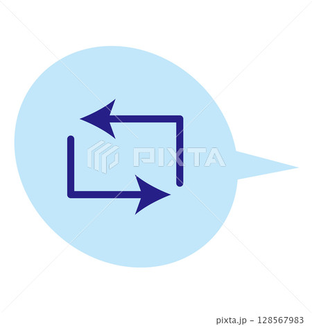 リピート矢印マークの吹き出しアイコンイラスト 128567983