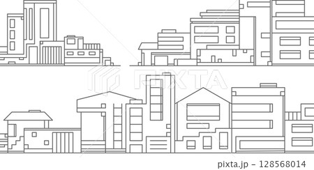 Drawing houses.Private houses and cottages. Urban architecture.Vector illustration. Drawing houses.Private houses and cottages. Urban architecture.Vector illustration. 128568014