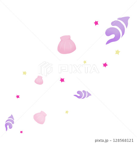 ピンクと紫の二種の貝とピンクの星 128568121