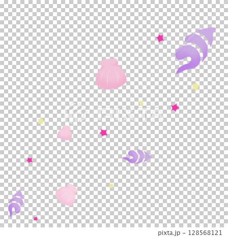 ピンクと紫の二種の貝とピンクの星 128568121