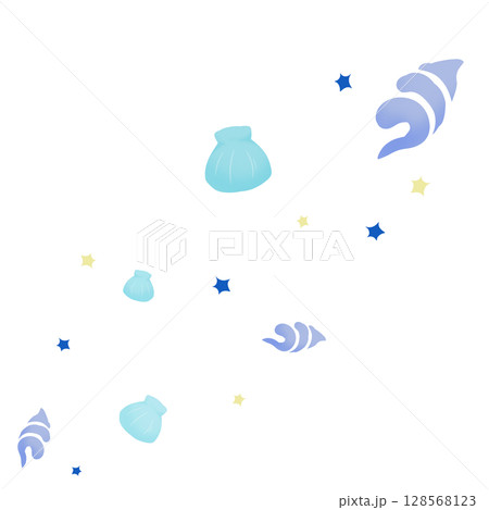 青い二種の貝と星 青い二種の貝と星 128568123