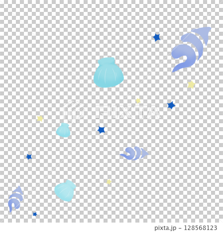 青い二種の貝と星 青い二種の貝と星 128568123