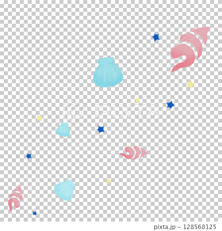ピンクと青の二種の貝と青い星 128568125