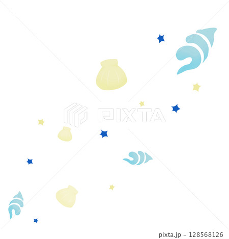 青と黄色の二種の貝と青い星 青と黄色の二種の貝と青い星 128568126