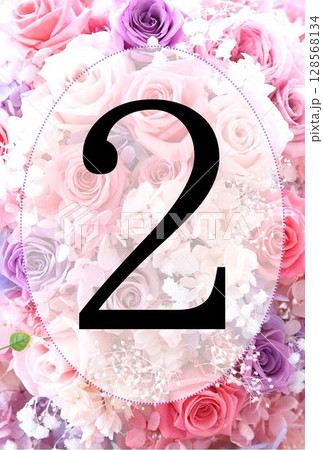 ポストカード　テーブルナンバー　ピンクバラ  2 128568134