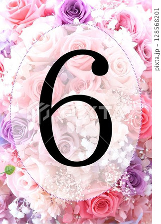 ポストカード テーブルナンバー ピンクバラ 6 ポストカード テーブルナンバー ピンクバラ 6 128568201