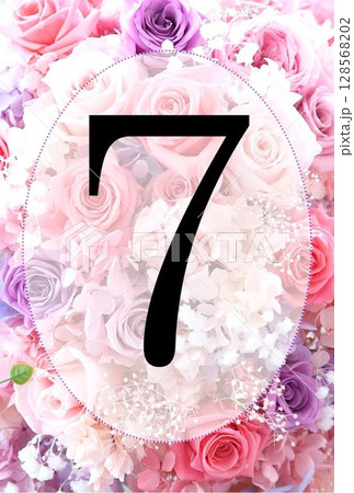 ポストカード　テーブルナンバー　ピンクバラ 7 128568202
