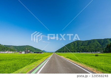 奥琵琶湖西浅井の田園風景　長浜市 128568248