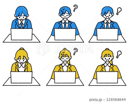 パソコンを使う男女の会社員 パソコンを使う男女の会社員 128568644