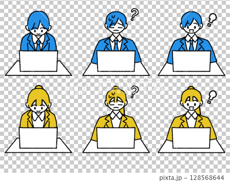 パソコンを使う男女の会社員 パソコンを使う男女の会社員 128568644