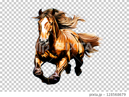 走る馬のグラフィックイラスト 128568679