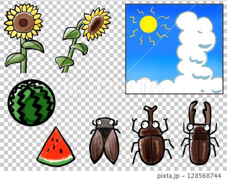 真夏の自然イラストセット 128568744