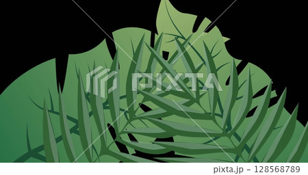 Image of leaves floating ob black background Image of leaves floating ob black background 128568789