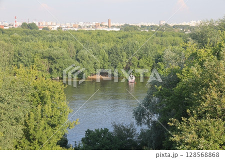 View of the Moscow River from Kolomenskoye Park, July 2022. 128568868