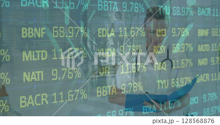 Image of data processing over female doctor 128568876