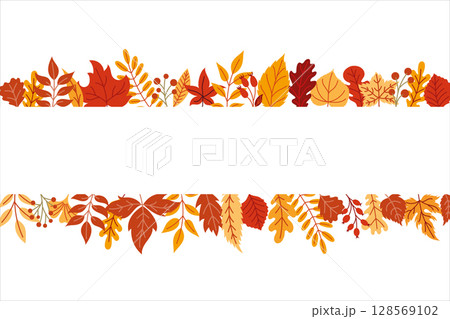 Vector horizontal banner with autumn leaves 128569102