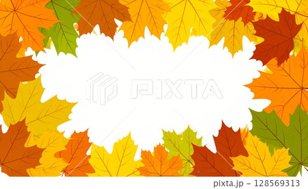 秋の紅葉をイメージした背景フレーム 128569313